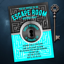 Fun Maze Escape Room Party-uitnodigingen Kaart