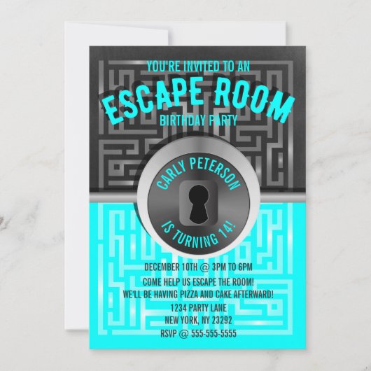 Fun Maze Escape Room Party-uitnodigingen Kaart (Voorkant)