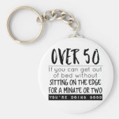 Fun Meer dan 50 Weg met Bed Joke Sleutelhanger (Voorkant)