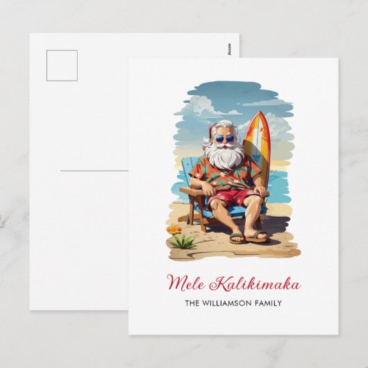 Fun Mele Kalikimaka Santa Surfboard Kerst Kaart