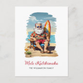 Fun Mele Kalikimaka Santa Surfboard Kerst Kaart (Voorkant)