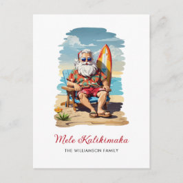 Fun Mele Kalikimaka Santa Surfboard Kerst Kaart