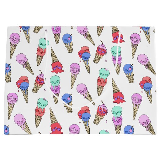 Fun Melty Summer Gothic Skull Ice Cream pastel wit Groot Cadeauzakje (Voorkant)