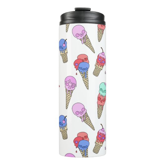 Fun Melty Summer Gothic Skull Ice Cream pastel wit Thermosbeker (Voorkant)