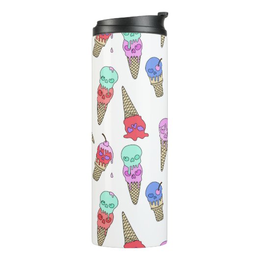 Fun Melty Summer Gothic Skull Ice Cream pastel wit Thermosbeker (Gedraaid links)