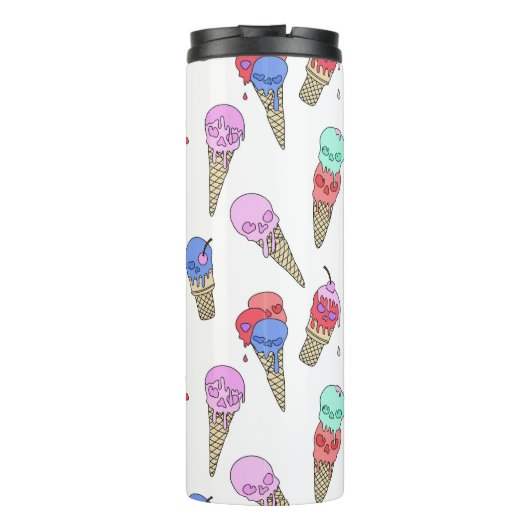 Fun Melty Summer Gothic Skull Ice Cream pastel wit Thermosbeker (Achterkant)