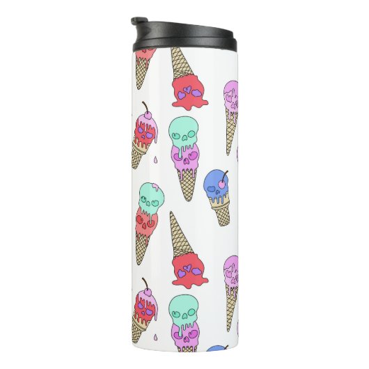 Fun Melty Summer Gothic Skull Ice Cream pastel wit Thermosbeker (Geroteerd rechts)