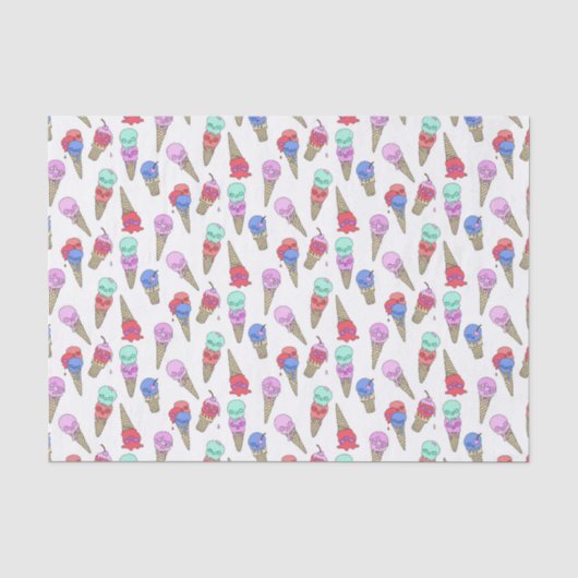 Fun Melty Summer Gothic Skull Ice Cream pastel wit Tissuepapier (Voorkant)