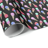 Fun Melty Summer Gothic Skull Ice Cream pastel zwa Cadeaupapier (Rol Hoek)