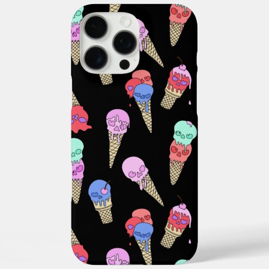 Fun Melty Summer Gothic Skull Ice Cream pastel zwa Case-Mate iPhone Case (Achterkant)