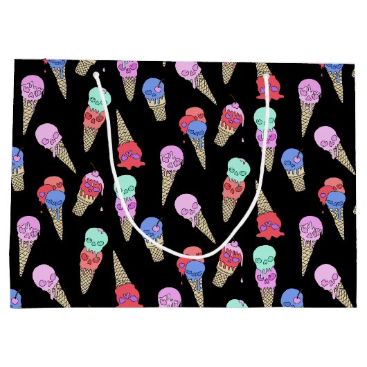 Fun Melty Summer Gothic Skull Ice Cream pastel zwa Groot Cadeauzakje (Achterkant)
