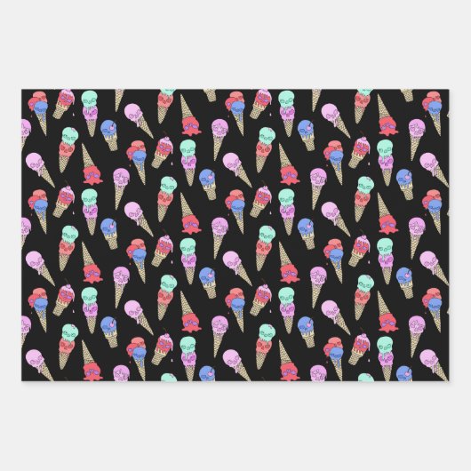 Fun Melty Summer Gothic Skull Ice Cream pastel zwa Inpakpapier Vel (Voorkant)