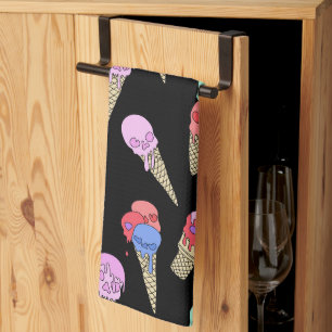 Fun Melty Summer Gothic Skull Ice Cream pastel zwa Theedoek
