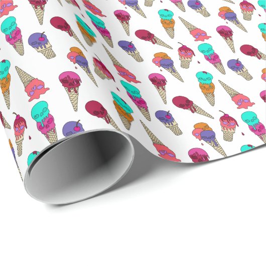 Fun Melty Summer Gothic Skull Ice Cream weird whit Cadeaupapier (Rol Hoek)