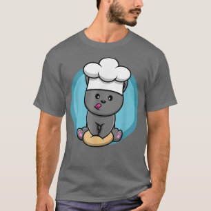 Fun Meme Gray Kitten Baking Cookies Chef Cat Makin T-shirt