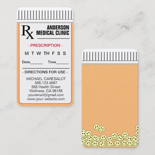 Fun Memorable Prescription Appointcard Visitekaartje (Voorkant / Achterkant)