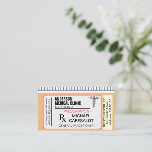 Fun Memorable Prescription Medical Visitekaartje (Staand voorkant)
