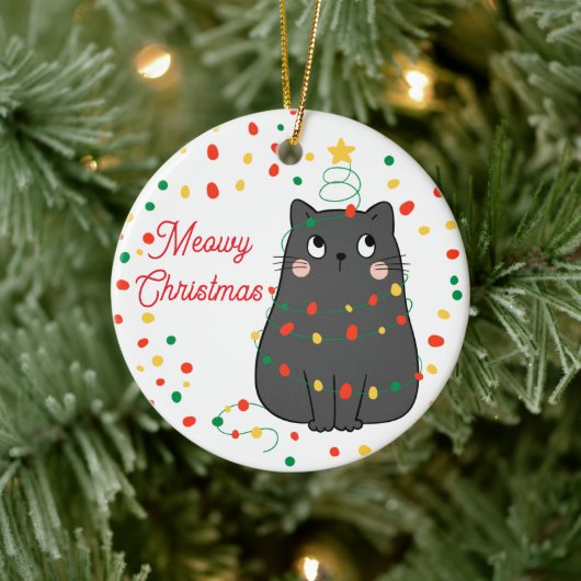 Fun Meowy Kerstkat Ornament (Boom)
