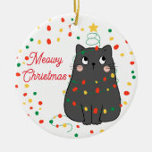 Fun Meowy Kerstkat Ornament (Voorkant)