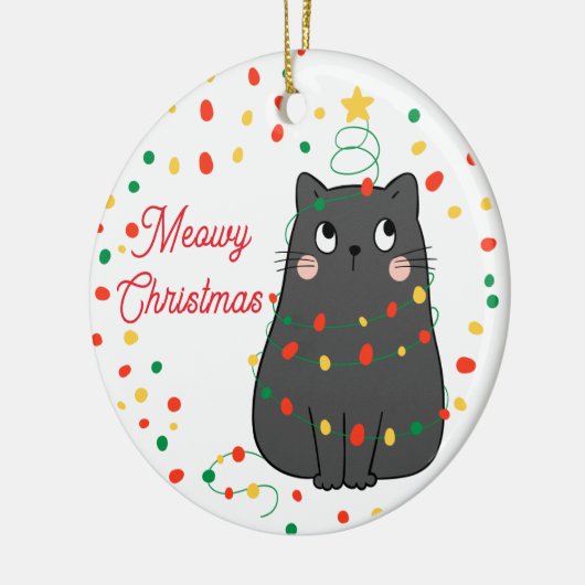 Fun Meowy Kerstkat Ornament (Links)