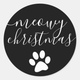 Fun Meowy Kerstkat Theme Kerstmis Ronde Sticker