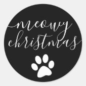 Fun Meowy Kerstkat Theme Kerstmis Ronde Sticker (Voorkant)