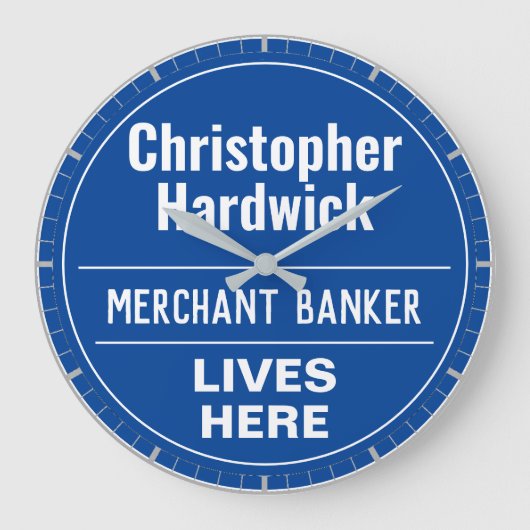 Fun Merchant Banker Wall Plaque Style Grote Klok (Voorkant)