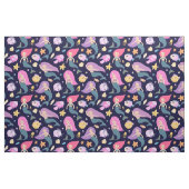 Fun Mermaid and Fish Pattern op Blue Stof (Fat Quarter)