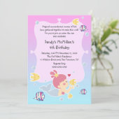 Fun Mermaid Birthday Party Invitation Kaart (Staand voorkant)