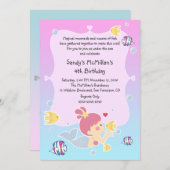 Fun Mermaid Birthday Party Invitation Kaart (Voorkant / Achterkant)