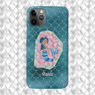 Fun Mermaid in Deep Aqua in een Roze Shell Case-Mate iPhone Case