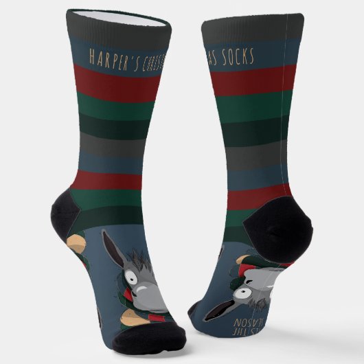 Fun Merry + Bright Customizable Donkey Blue Grey  Sokken (Gebogen)