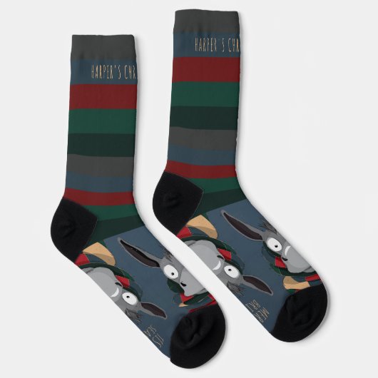 Fun Merry + Bright Customizable Donkey Blue Grey Sokken (Rechts)
