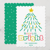 Fun Merry & Bright Schattige Hand Draw Christmas T Feestdagenkaart (Voorkant / Achterkant)