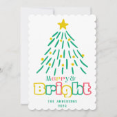 Fun Merry & Bright Schattige Hand Draw Christmas T Feestdagenkaart (Voorkant)
