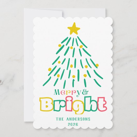 Fun Merry & Bright Schattige Hand Draw Christmas T Feestdagenkaart (Voorkant)