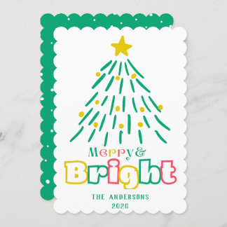 Fun Merry & Bright Schattige Hand Draw Christmas T Feestdagenkaart