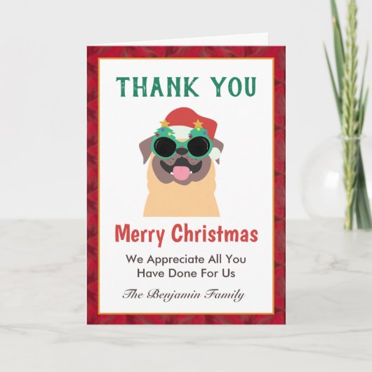 Fun Merry Christmas Dank u puppy personaliseren Kaart (Voorkant)