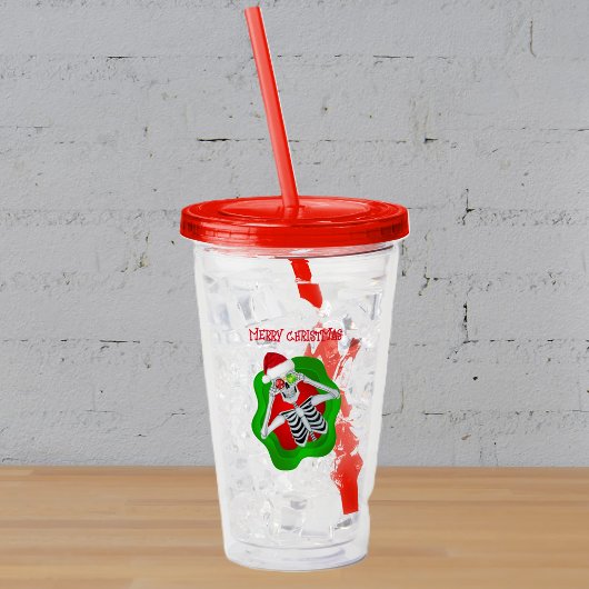 Fun Merry Christmas Skelet Ornamenten Splatter Acryl Drinkbeker