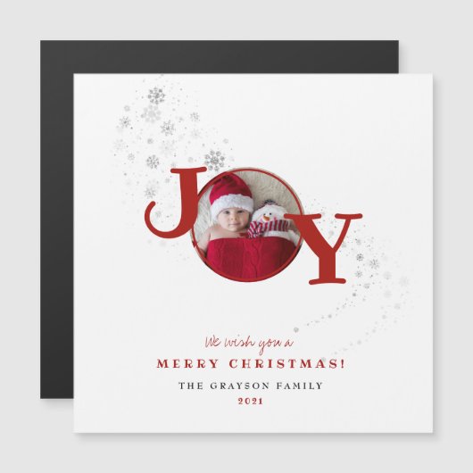 Fun Merry kerst Joy Photo Holiday Card Magnet (Voorkant / Achterkant)