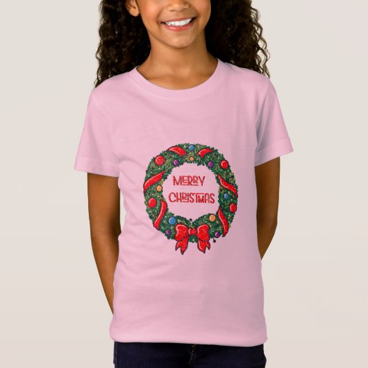 Fun Merry kerst Whimsical Reef Red Bow Modern T-shirt (Voorkant)