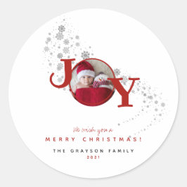 Fun Merry Kerstfeest Joy Photo Holiday Ronde Sticker
