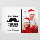 Fun Merry-kerstmustache-fotokaart Feestdagenkaart (Voorkant / Achterkant)