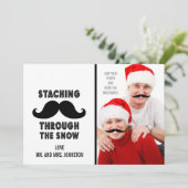 Fun Merry-kerstmustache-fotokaart Feestdagenkaart (Staand voorkant)