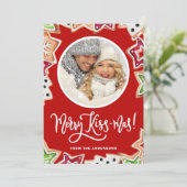 Fun Merry Kissmas Cookies - kerstfoto Feestdagenkaart (Staand voorkant)