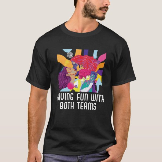 Fun met beide teams: biseksuele pride biseksueel t-shirt (Voorkant)