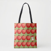 Fun met fruitrode appel tote bag (Voorkant)