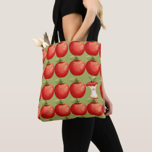 Fun met fruitrode appel tote bag
