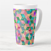 Fun, met meer gemengde ruitvormige hexagon 2 latte mok (Rechterhoek)