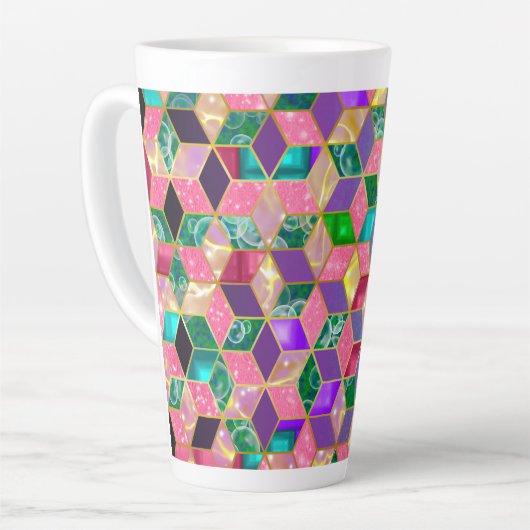 Fun, met meer gemengde ruitvormige hexagon 2 latte mok (Linkerhoek)